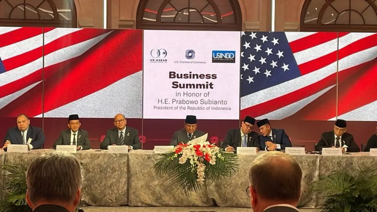 Prabowo dalam pertemuan Kamar Dagang Amerika Serikat (USCC), US-ASEAN Business Council (USABC), dan US-Indonesia Society (USINDO) di Gedung USCC, Washington DC