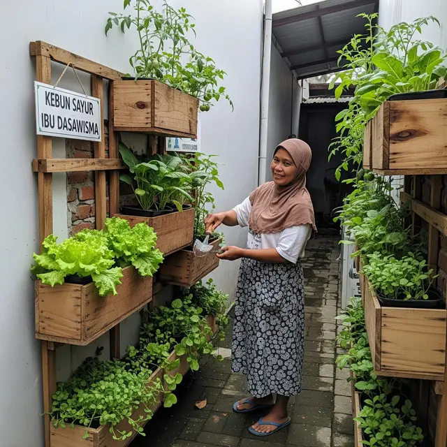 Ide Kebun Sayur untuk Ibu Dasawisma dari Barang Bekas (Image by Gemini AI)