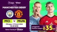 Manchester City vs Manchester United, Minggu (3/3/2024). (Sumber: Dok. Vidio.com)