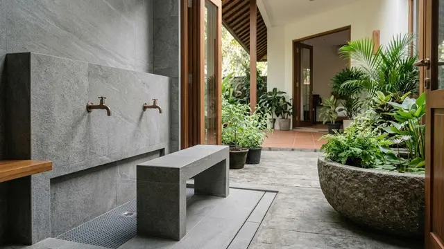 Tempat Wudhu Minimalis dengan Kursi untuk Kenyamanan