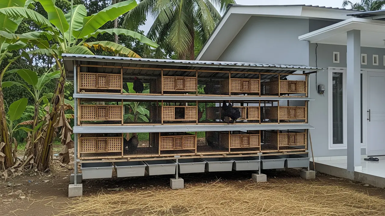 Ide Kandang Ayam Semi Terbuka dengan Ventilasi Maksimal di Samping Rumah Anti Bau Model Bertingkat dengan Ventilasi Silang