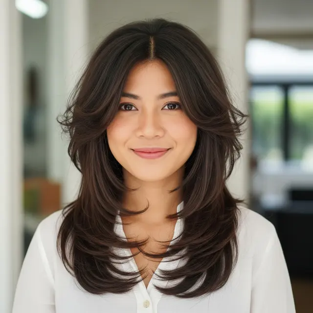 Model Rambut Wanita Panjang Layer Cut.