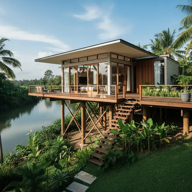 9 Desain Rumah Ukuran Sedang untuk Lokasi Dekat Sungai, Estetik dan Nyaman