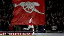 Gelandang Arsenal, Joe Willock berselebrasi usai mencetak gol ke gawang Nottingham Forest pada babak ketiga Piala Liga Inggris musim 2019-2020 di Stadion Emirates di London (24/9/2019). The Gunners masih akan menunggu lawan di babak keempat. (AP Photo/Steven Paston)