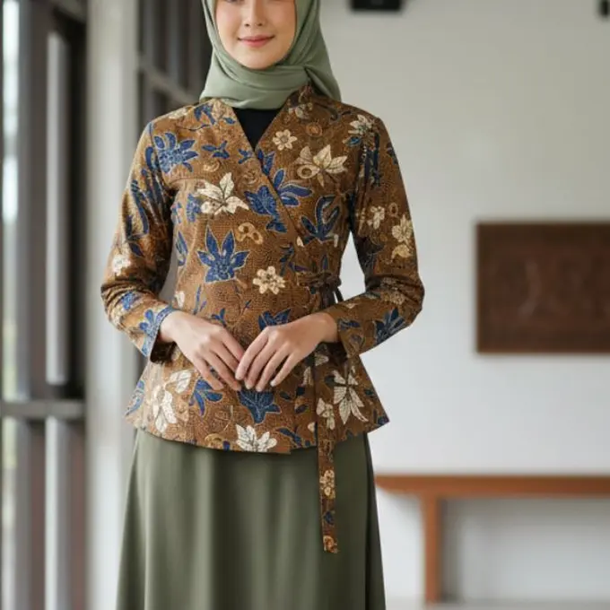 Model Atasan Batik Wanita Elegan Dipadu Dengan Rok Polos Tren 2025/Gemini AI