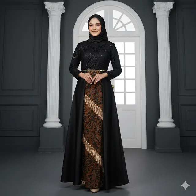 7 Model Dress Batik Kombinasi Polos dan Brokat, Bikin Penampilan Makin Modern dan Berkelas
