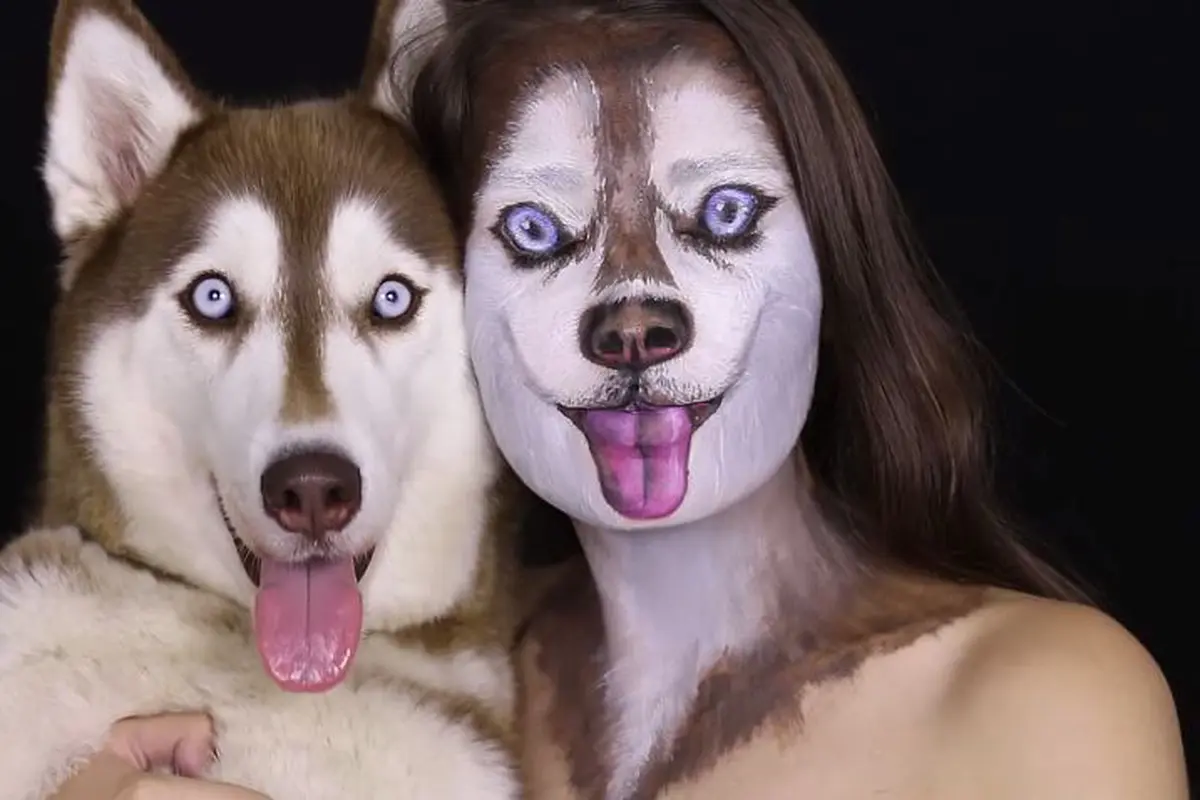 PereTutorial Singkat Ubah Wajah Manusia Jadi Anjing Siberian Huskympuan Ini 'Make Over' Wajahnya Jadi Anjing Siberian Husky