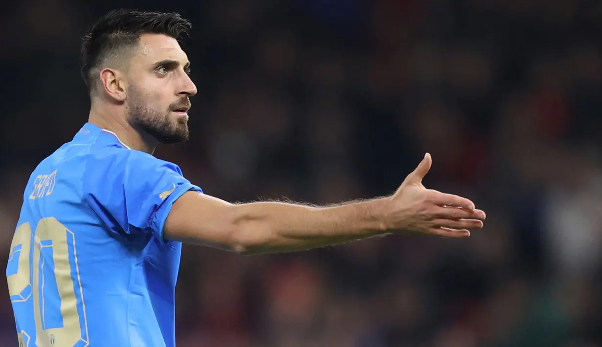 Bersama Timnas Italia, Grifo juga menunjukkan performa impresifnya dengan mencetak dua gol di pertandingan uji coba melwan Estonia pada akhir tahun 2020. (AFP/Gent Shkullaku)