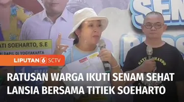 Senam sehat lansia dan pemeriksaan kesehatan gratis digelar pada Minggu pagi, di kawasan Mantrijeron, Kota Yogyakarta. Acara ini merupakan bagian dari kampanye Caleg DPR RI Dapil DIY dari Partai Gerindra, Titiek Hediati Soeharto.