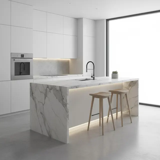 Dapur kecil dengan kitchen island (Foto: Lovart AI)