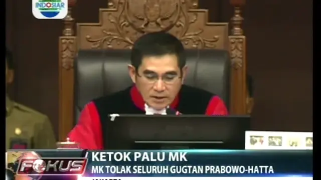 Ketok Palu MK, MK Tolak Seluruh Gugatan Prabowo - Hatta
