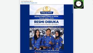 Tangkapan layar klaim link pendaftaran rekrutmen CPNS 2026 yang beredar di Facebook. Simak faktanya