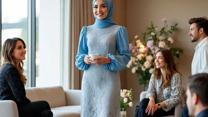 Ilustrasi Long Dress Muslim (Sumber Gambar: Meta AI)