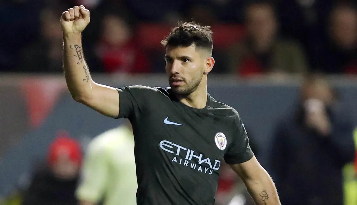 3. Sergio Aguero (Manchester City) - 17 Gol (4 Penalti). (AP/Nick Potts)