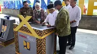 Wakil Presiden atau Wapres Ma'ruf Amin meresmikan Bendungan Cipanas, di Desa Cibuluh, Kecamatan Ujungjaya, Kabupaten Sumedang, Jabar. (Dokumentasi Biro Setwapres)