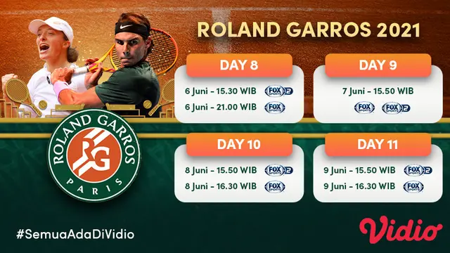 Live Streaming Grand Slam Roland Garros Pekan Ini di FOX Sports Eksklusif Melalui Vidio