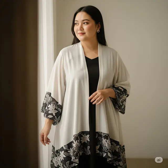Outer Kimono Batik Tepi + Badan Polos