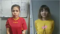 Warga Indonesia Siti Aisyah dan wanita Vietnam Doan Thi Huong yang terancam hukuman mati jika terbukti bersalah atas kasus pembunuhan Kim Jong-nam di Malaysia. (Dokumentasi Royal Malaysia Police)