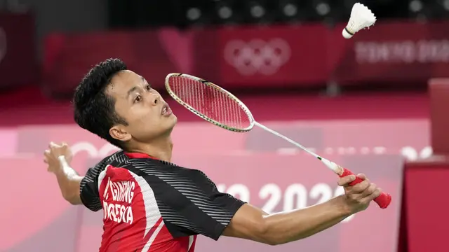 Foto: Anthony Sinisuka Ginting ke Semifinal Olimpiade Tokyo 2020 usai Pecundangi Anders Antonsen