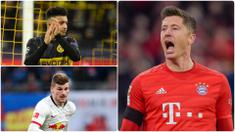 Robert Lewandowski kian perkasa di puncak top skor Bundesliga 2019/2020. Gol tunggal ke gawang Werder Bremen menjadi gol ke-31 miliknya di kompetisi Bundesliga dan membawa Bayern Munchen mengamankan titel juara musim ini. Berikut top skor Bundesliga 2019/2020. (kolase foto AFP)