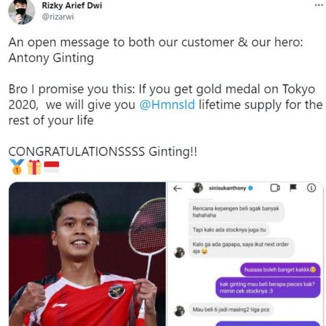 Anthony Ginting Bakal Dapat Parfum Gratis Seumur Hidup Kalau Raih Emas Olimpiade Tokyo 2020