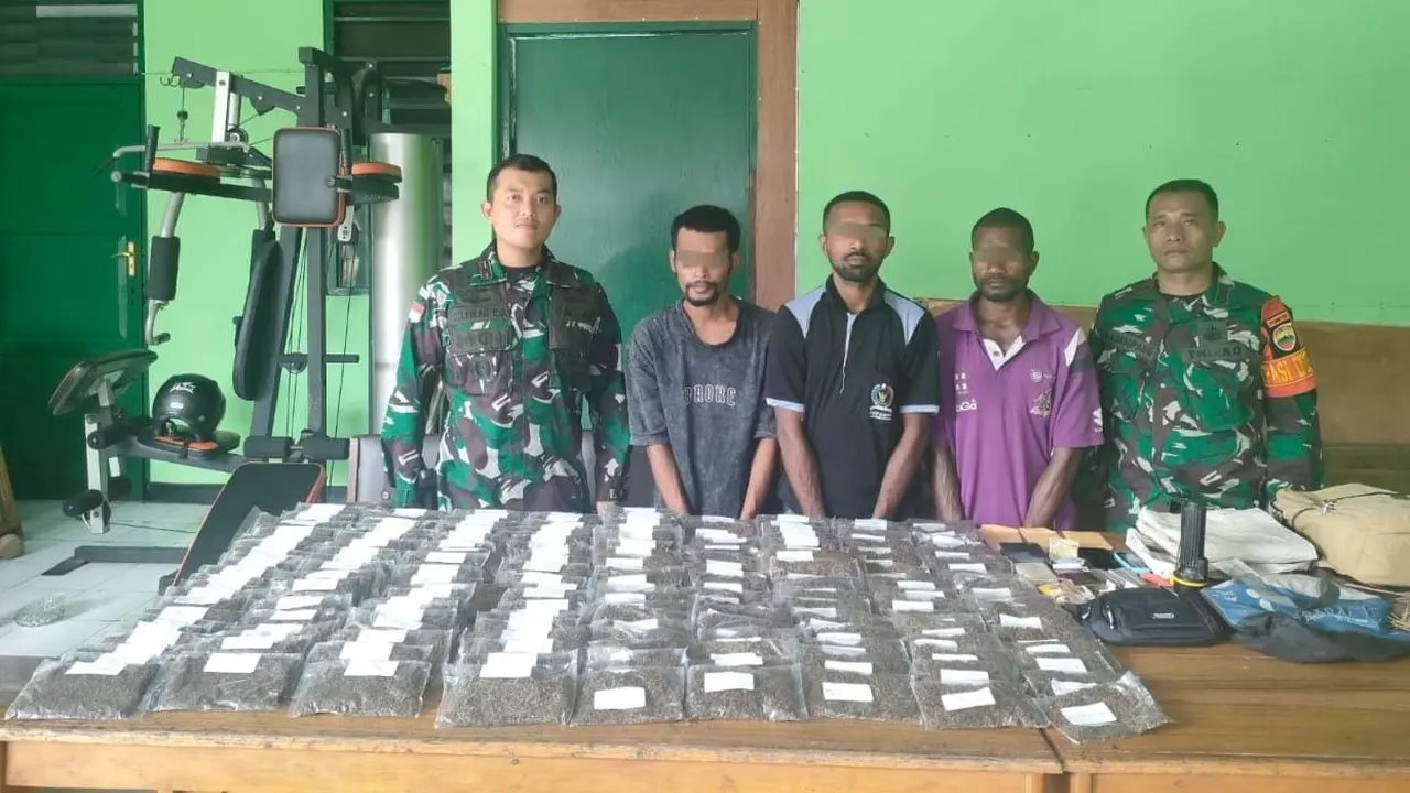 TNI Gagalkan Penyelundupan Ganja Kering di Perbatasan RI-Papua Nugini