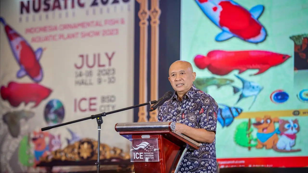 Menteri Koperasi dan UKM Teten Masduki  pada penutupan acara Nusantara Aquatic (Nusatic) 2023: Indonesia Ornamental Fish and Aquatic Plant Show 2023. (Dok Kemenkop UKM)
