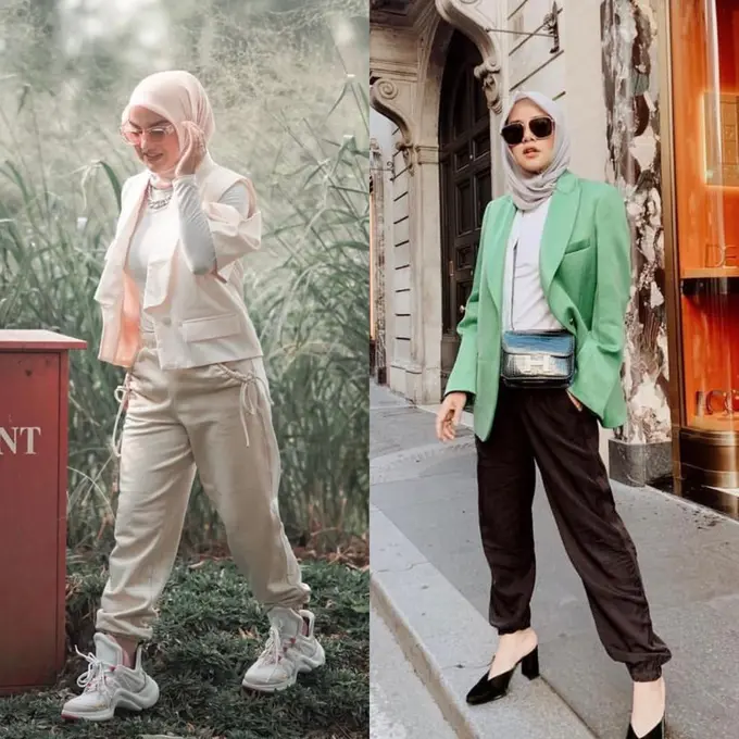 7 Ide Padu Padan Celana Jogger Wanita Berhijab dari Irish Bella hingga Olla Ramlan