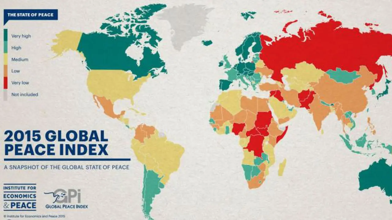 Peta indeks perdamaian. (Grafik: Institute for Economics and Peace)