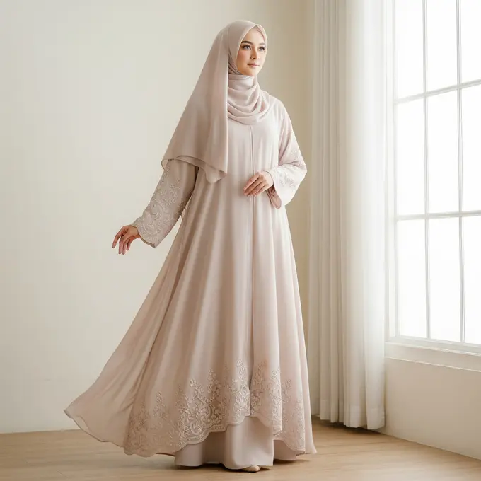 9 Model Gamis Abaya Syar'i Polos yang Mewah, Tampil Anggun dan Berkelas