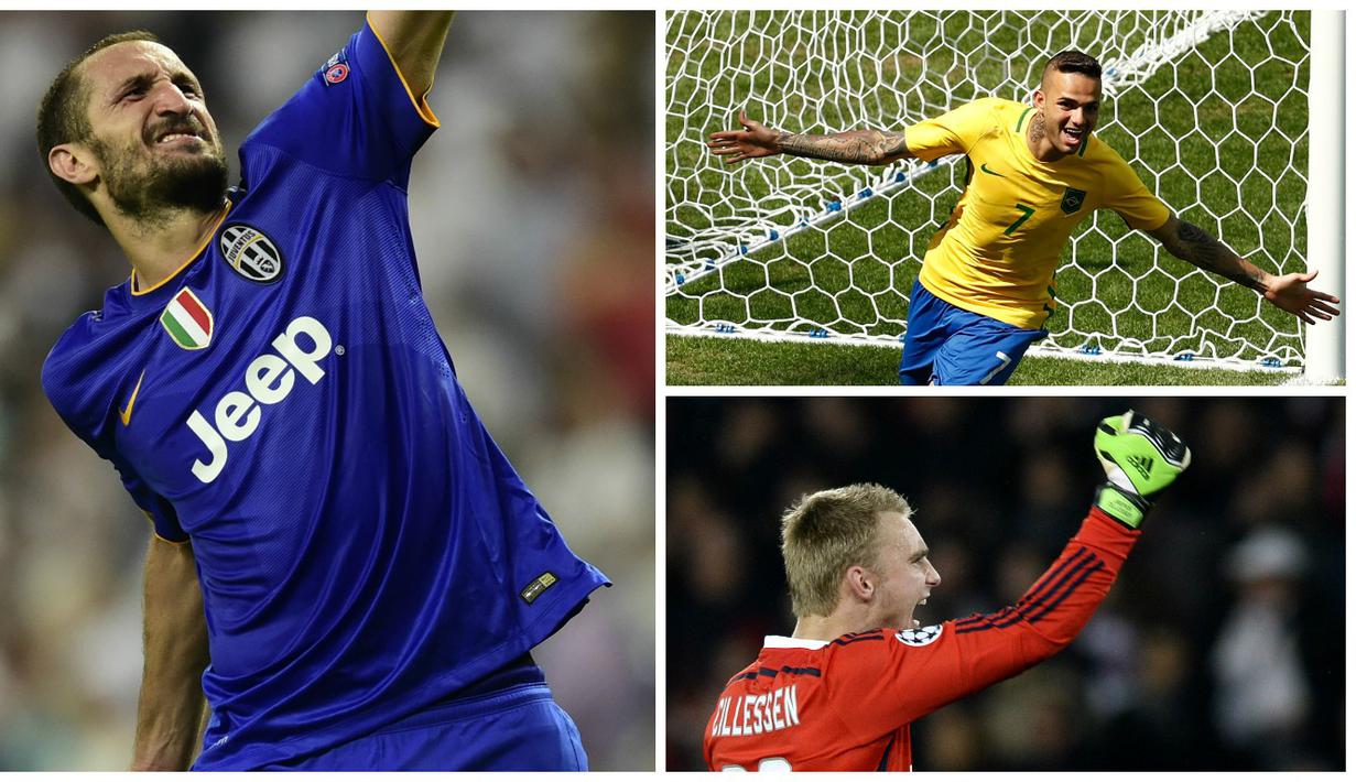 Kabar transfer terkini, Senin (22/8/2016), diwarnai rencana pelatih Chelsea, Antonio Conte untuk reuni dengan bek Juventus, Giorgio Chiellini dan niat Manchester United memboyong Luan yang merupakan wonderkid Brasil di Olimpiade 2016. (AFP)