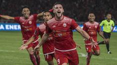 Striker Persija Jakarta, Marko Simic, melakukan selebrasi usai mencetak gol ke gawang  Bali United pada final Piala Presiden di SUGBK, Jakarta, Sabtu (17/2/2018). Persija menang 3-0 atas Bali United. (Bola.com/M Iqbal Ichsan)