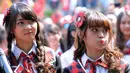 Idol group itu membuat klip lagu Hari Merdeka yang akan diunggah di official YouTube JKT48, Minggu (17/8/14). (Liputan6.com/Faisal R Syam)