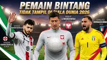 Tiga pemain bintang tidak tampil di Piala Dunia 2026: Khvicha Kvaratskhelia (Georgia), Robert Lewandowski (Polandia), Gianluigi Donnarumma (Italia). (Stefano RELLANDINI, Jonas EKSTROMER Giorgi ARJEVANIDZE/ AFP, Gemini, Hendry Wibowo)
