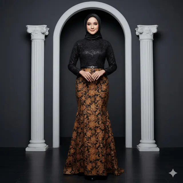 7 Model Dress Batik Kombinasi Polos dan Brokat, Bikin Penampilan Makin Modern dan Berkelas