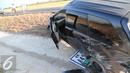 Kondisi mobil yang mengalami kecelakaan di Tol Cipali, Jawa Barat, Senin (13/7/2015). Mobil bernomor polisi D 1807 PB tersebut menabrak penanda jalan di Km 149+800. (Liputan6.com/Herman Zakharia)