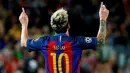 Lionel Messi mencetak 3 gol saat Barcelona benamkan Manchester City 4-0 dalam laga Grup C Liga Champions di Camp Nou, Barcelona, Kamis (20/10/2016) dini hari WIB. (AFP/Pau Barrena)