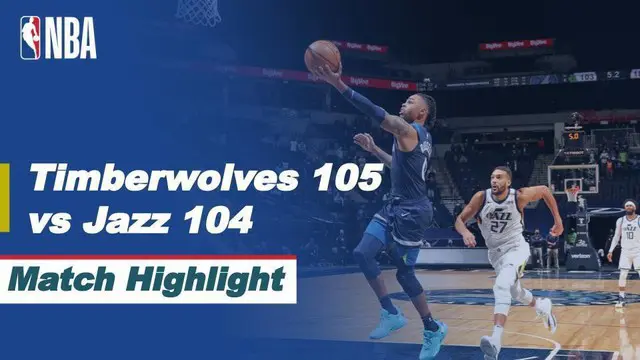 Berita video highlight NBA, Minnesota Timberwolves kalahkan Utah Jazz dengan skor tipis 105-104, Selasa (27/4/2021).