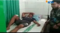 Wajah dan kaki Oni terluka lantaran terbentur batu akibat melompat dari laut yang surut usai menenggak obat PCC. 