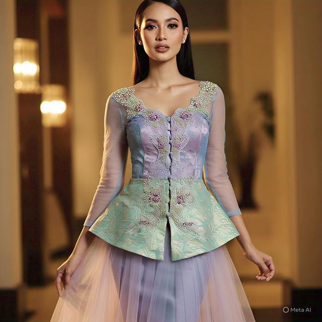 Kebaya Peplum dengan Rok Tulle