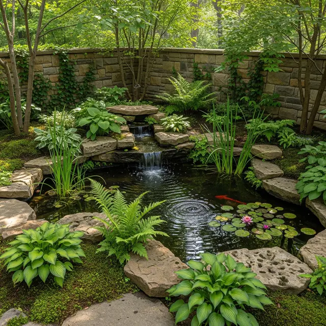 Taman Minimalis dengan Kolam Ikan Tertutup yang Bikin Rumah Terlihat Lebih Asri (Gemini AI)