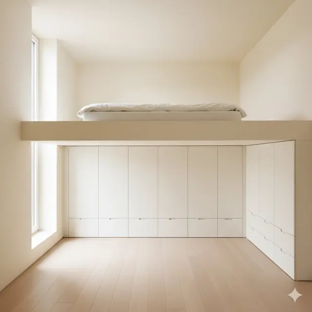 Rumah dengan Kamar Tidur Mezzanine Hemat Ruang. Gemini