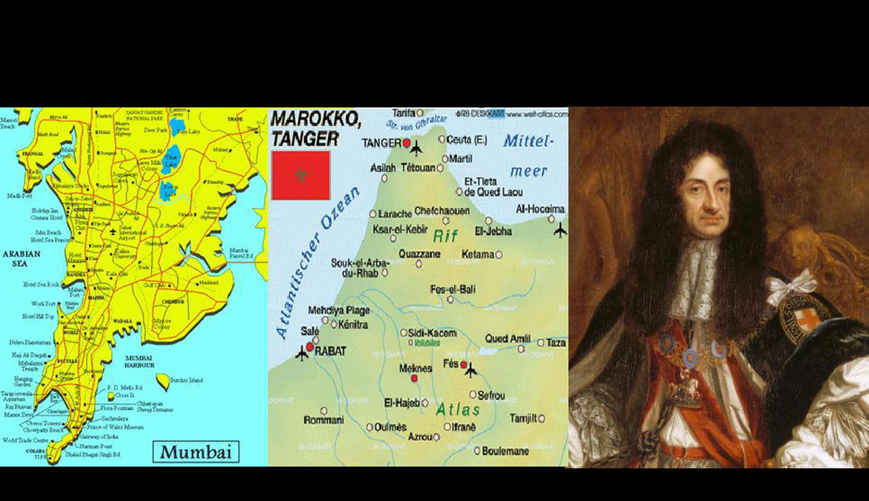 Queen Luisa membuka negosiasi dengan Inggris untuk bersekutu. Federasi itu diikat dengan pernikahan Charles II dari Inggris dan Catherine dari Braganza. Hadiah pernikahan mereka berupa dua kota jajahan Portugal, yaitu Tangier dan Bombay (Istimewa)