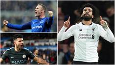 Berikut ini top scorer sementara Premier League musim 2017/2018 hingga pekan ke-18. Wayne Rooney masuk jejeran pencetak gol terbanyak, Mohamed Salah semakin nyaman berada di puncak. (Kolase foto-foto AP dan AFP)