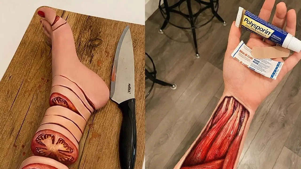 Ilusi optik di kaki dari makeup