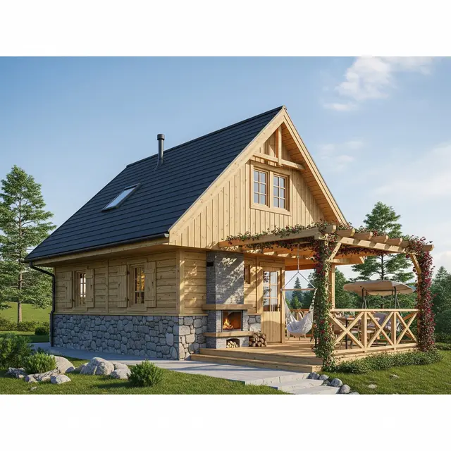 Chalet Kayu Bergaya Country