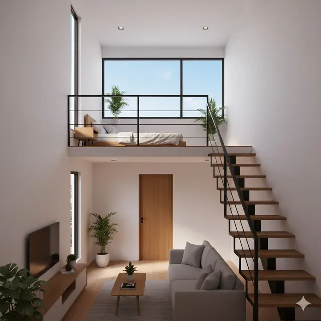 Rumah di Lahan Terbatas dengan Mezzanine dan Rooftop