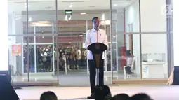 Presiden Joko Widodo memberi sambutan saat meresmikan Pasar Ikan Modern (PIM) Muara Baru di Jakarta Utara, Rabu (13/3). PIM Muara Baru yang menelan anggaran Rp150,68 miliar mengusung konsep pasar ikan yang higienis dan modern. (Liputan6.com/Angga Yuniar)