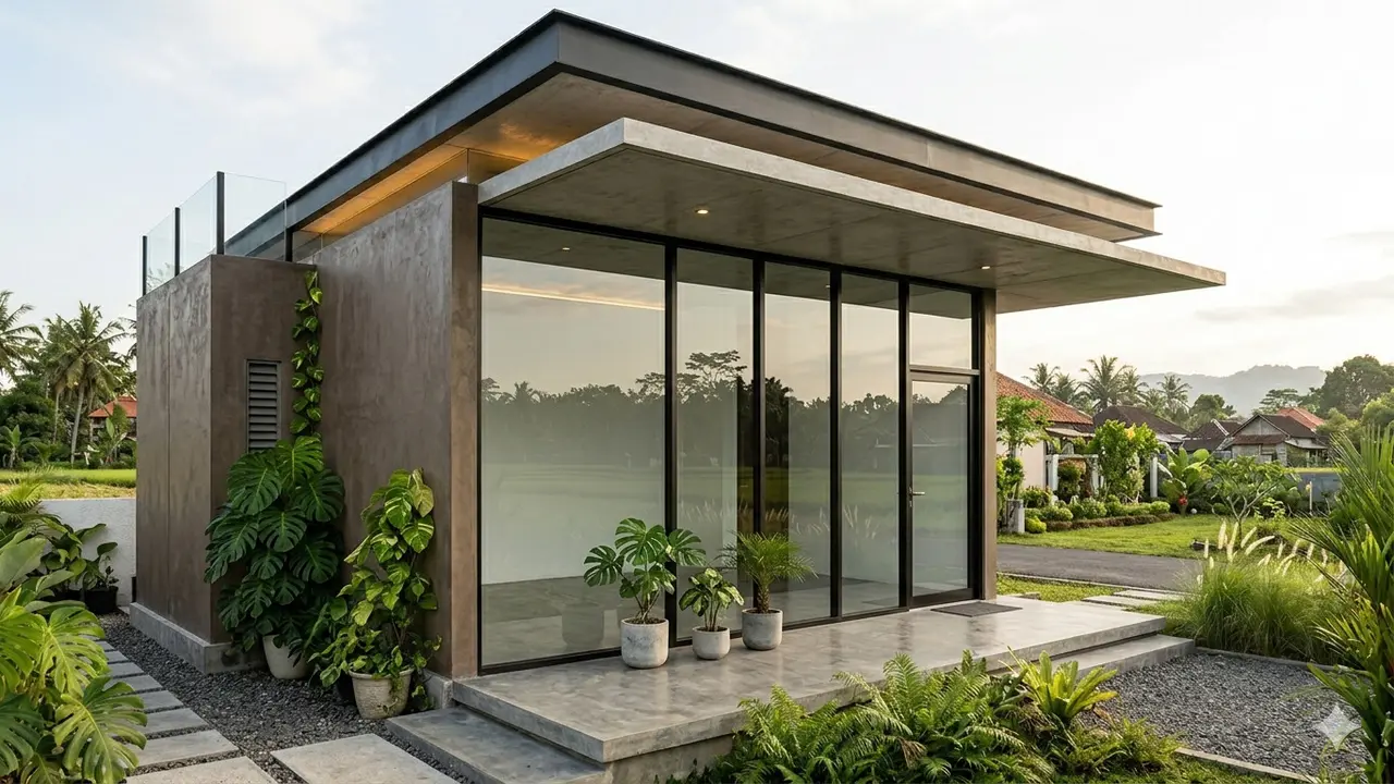 Inspirasi Model Rumah Minimalis 5x7 Meter Atap Datar Ala Rumah Modern.