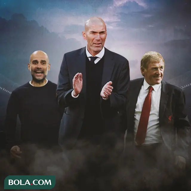 Ilustrasi - Pep Guardiola, Zinedine Zidane, Kenny Dalglish